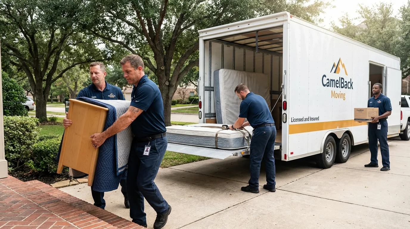 Crew loading residential truck for cross-state move from Mocksville, NC